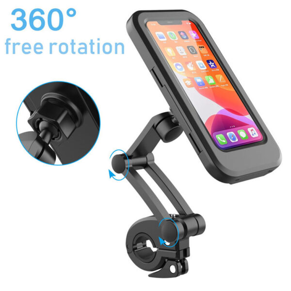 360 Rotatable Waterproof Bicycle Motorcycle Mobile Phone Holder Bike Handlebar Non-slip Clip Stand GPS Mount Bracket - Image 3