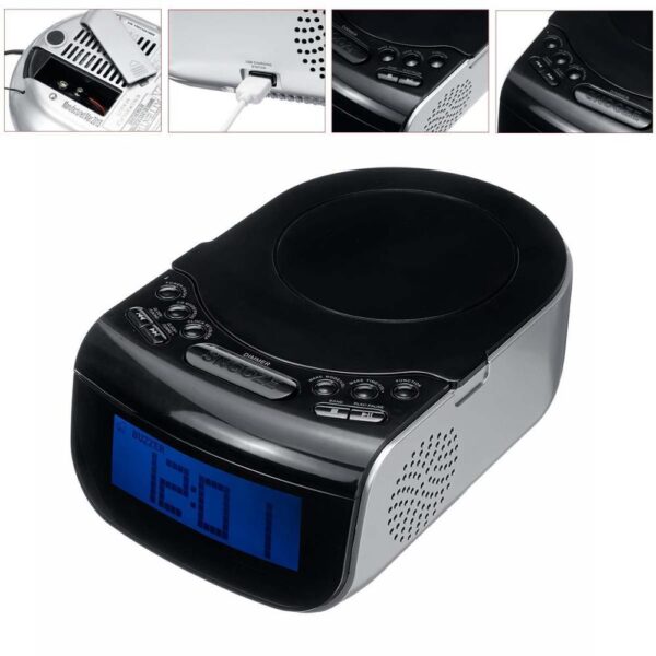 LCD Digital Alarm Dual Speakers  Radio CD Music Player - Image 2