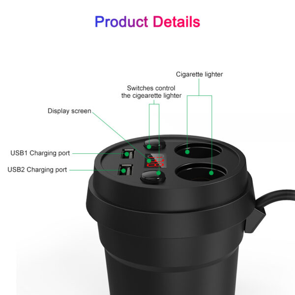 Car Charger Cup Type Fast Charging Plug Car Mobile Phone Multi-function Cup Type Car Charger - Image 3