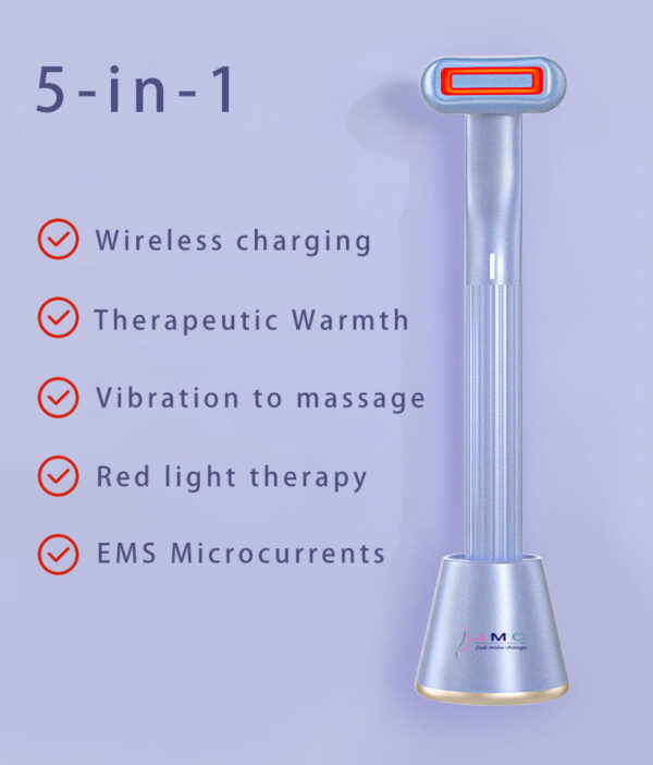 New Upgraded 360 Degrees Rotary Eye Massage Therapeutic Warmth Face Massage Red LED Light 5-in-1 Skincare Tool Wand - Image 9