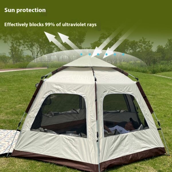 Outdoor Camping Camping Beige Khaki Large Hexagonal Tent Windproof Waterproof Anti Mosquito - Image 4