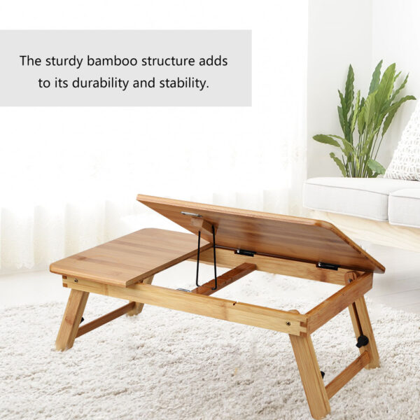 Portable Foldable Wooden Bamboo CompuLaptop Table Sofa Bed Office Laptop Stand Adjustable 50*30 - Image 3