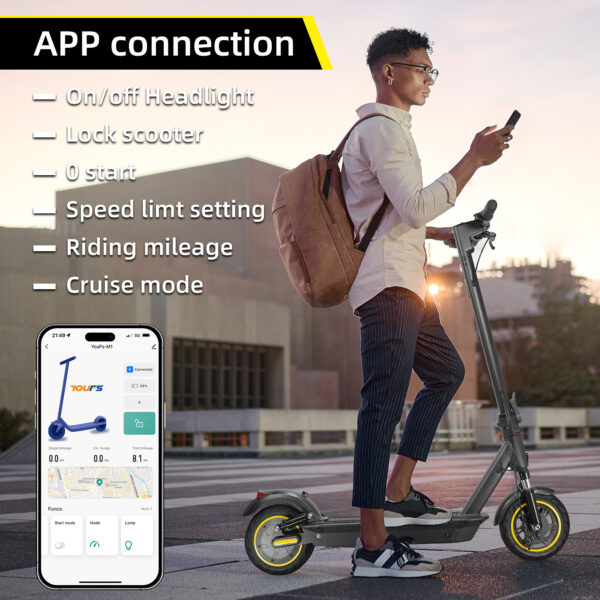 W4MAX 10 Inch Electric Scooter With App Function, With Mobile Phone Holder And Anti-Theft Protection, Foldable E Scooter, Maximum Load 130 Kg - Image 2