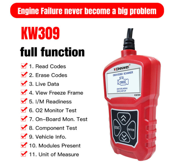 KW310 Car Diagnostic Scanner Scanner Barcode Reader Tool - Image 7