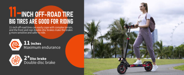 Electric Scooter Motor Power 1200W Battery Capacity 48V 18Ah Tire Size 11inches Max Speed 45KM - Image 2