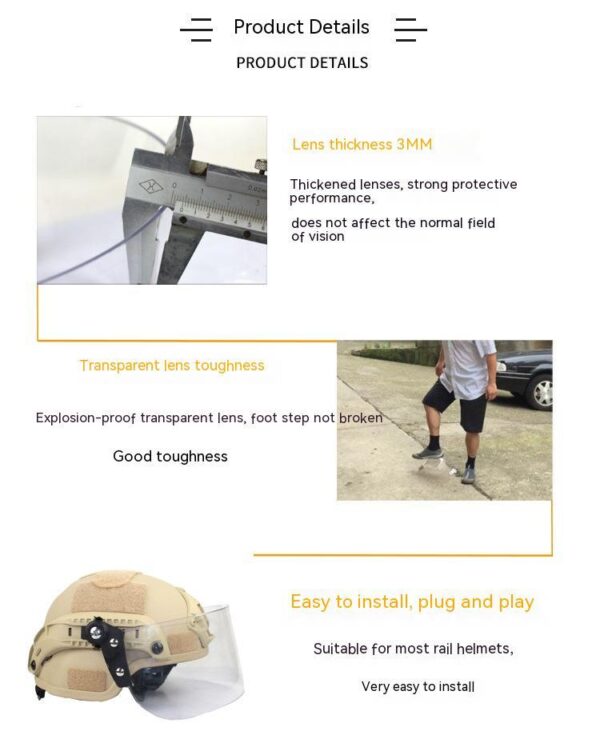 Transparent Windproof Lens Explosion-proof Guide Rail Mask Helmet Face Protection - Image 9