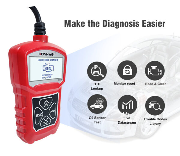 KW310 Car Diagnostic Scanner Scanner Barcode Reader Tool - Image 8