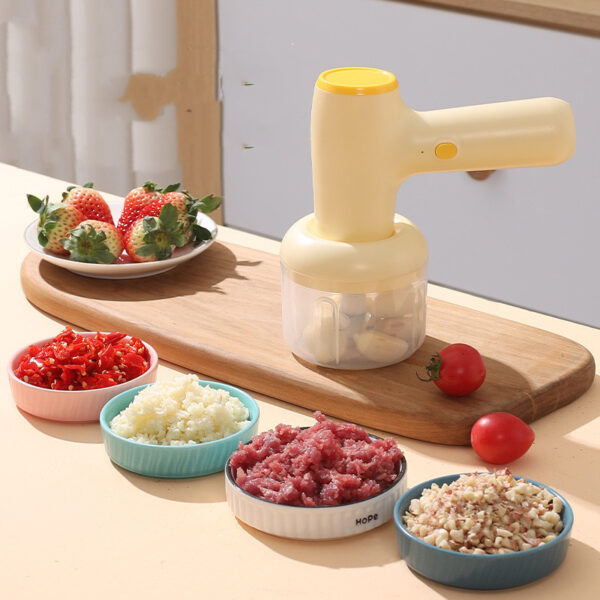 2 In 1 Electric Garlic Chopper USB Rechargeable Vegetable Chili Meat Ginger Masher Handheld Multipurpose Kitchen Gadgets - Image 2