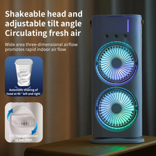 Double-ended Spray Fan Portable Humidifier Fan Air Conditioner Household Small Air Cooler Hydrocooling Portable Air Adjustment - Image 2