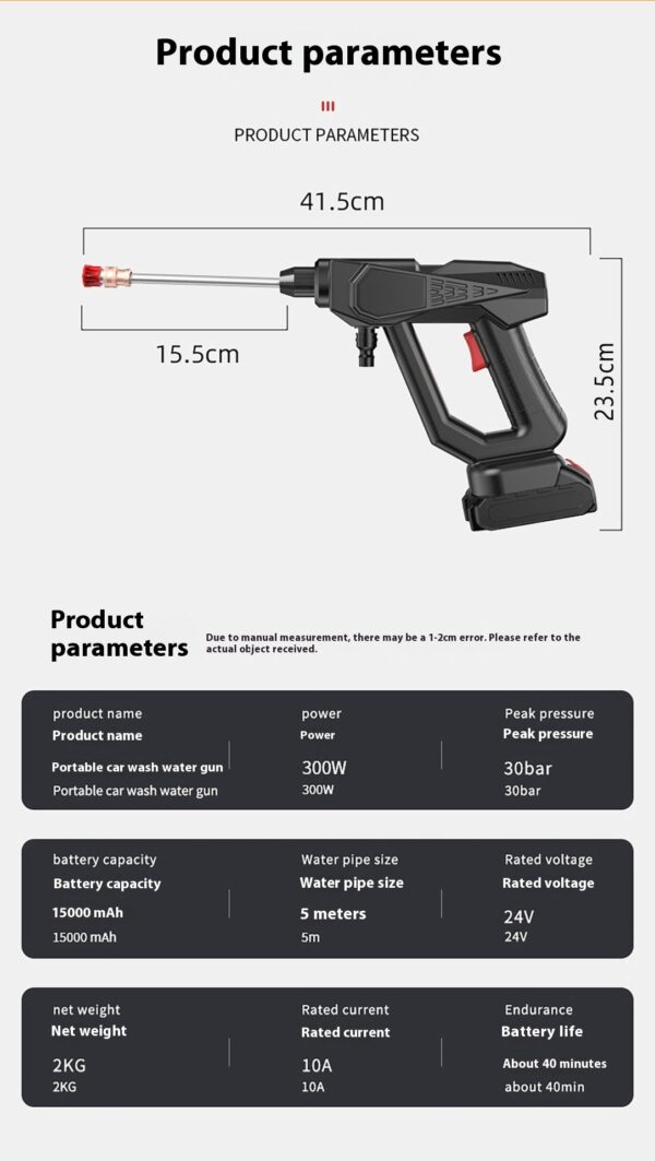 Portable Car Washing Machine Charging Car Washing Gun Wireless High Voltage - Image 6