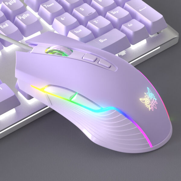 Purple Mechanical Keyboard Mouse Suit Wired Green Axis - Image 2
