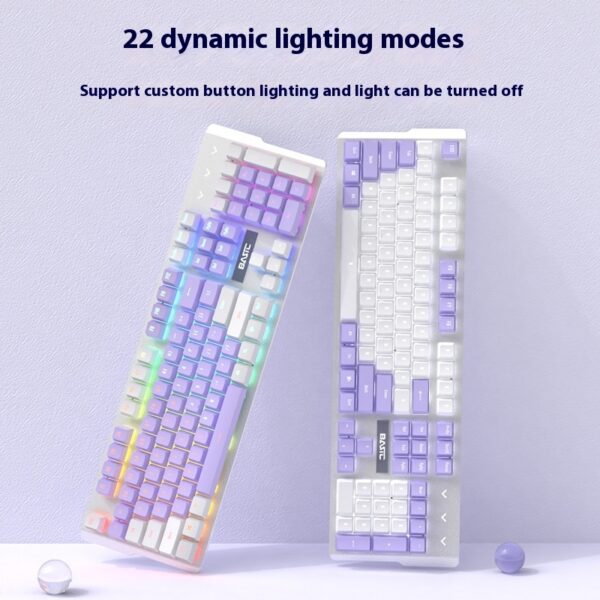 Purple Mechanical Keyboard Mouse Suit Wired Green Axis - Image 5