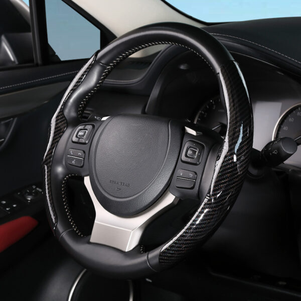 Car Carbon Fiber Pattern Glossy Car Steering Wheel Cover - Image 7
