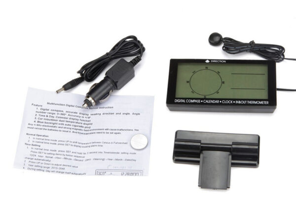 CD60 Backlit Large Screen Car Dual Thermometer Car Compass - Image 5