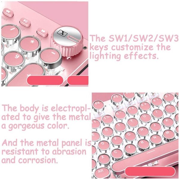 Mechanical Keyboard And Mouse Set Wired Round Key Wireless Laptop Desktop - Image 2