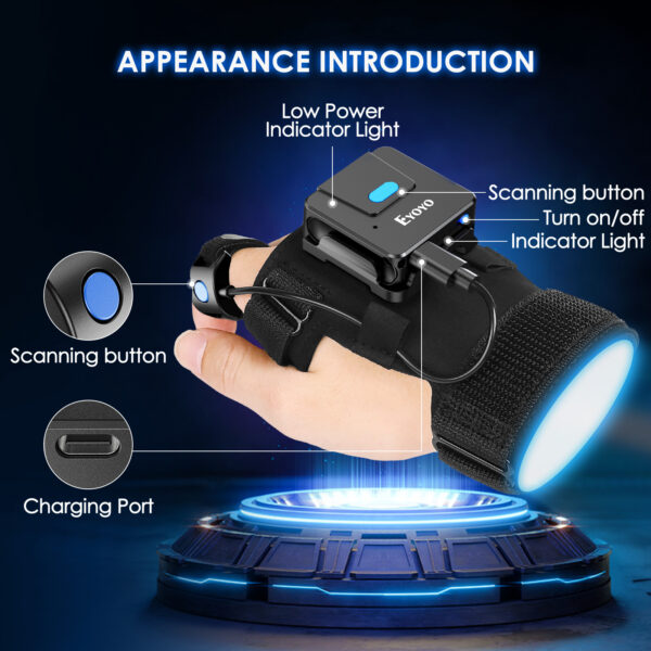 Portable Two-dimensional Wrist Barcode Scanner Gloves Bluetooth Scanner - Image 5