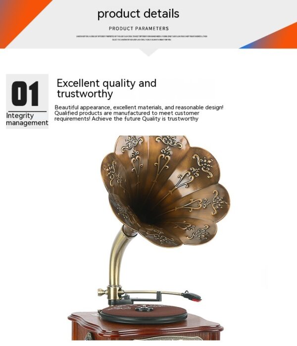 Retro Petunia Vinyl Record Player Retro Phonograph Bluetooth Audio - Image 4