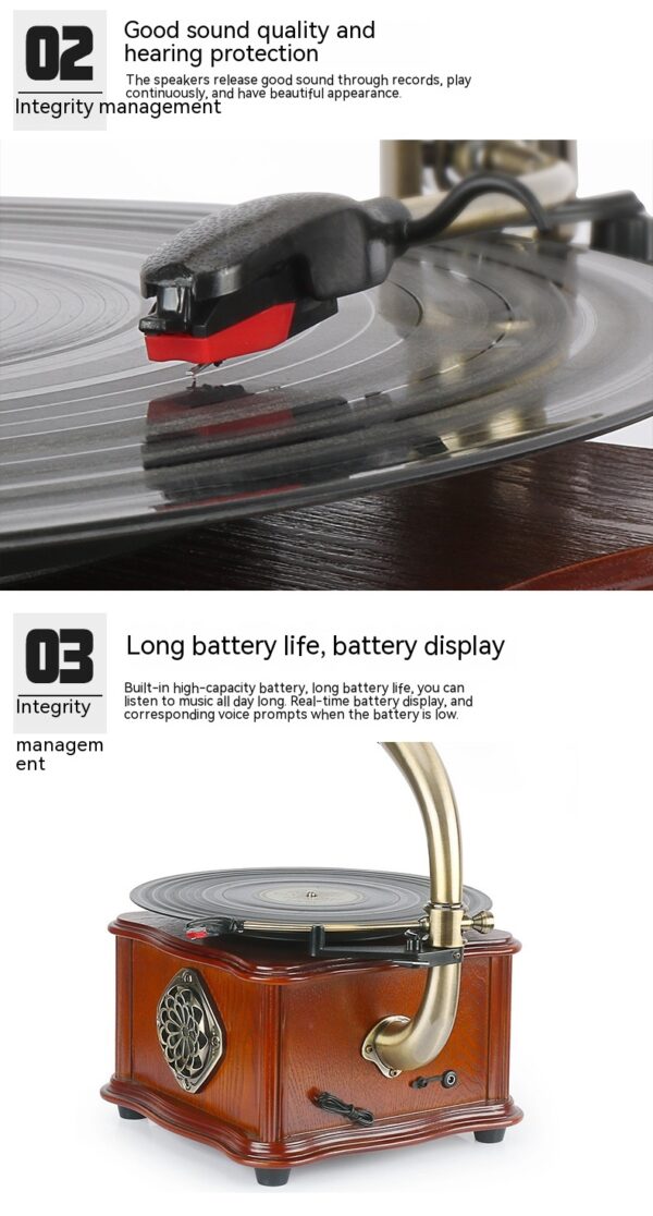 Retro Petunia Vinyl Record Player Retro Phonograph Bluetooth Audio - Image 2
