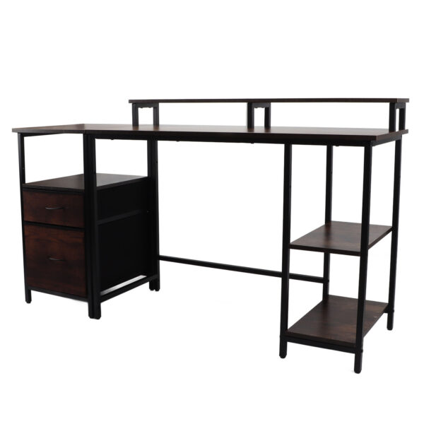 Home Office Computer Desk Industrial Computer Table Vintage Computer Desk with Raised Shelf for Home Office - Image 9