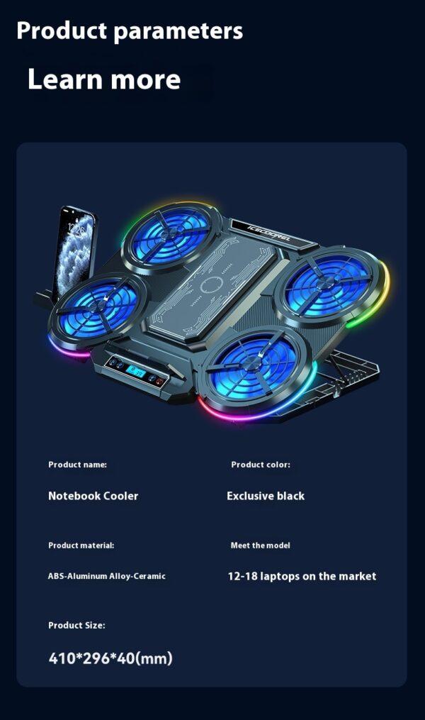 Notebook Play Speed Cooling 4-core Laptop Cooler - Image 8