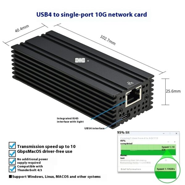 Leyu USB4 Nic 10G Compatible With Lightning 10 Gigabit Electrical Port - Image 6