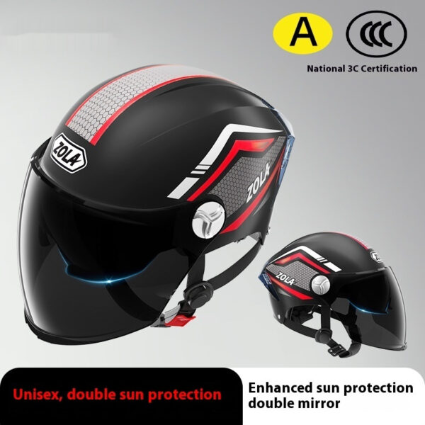 Men's And Women's Battery Motorcycle Four Seasons Universal Sun Protection Half Helmet - Image 6