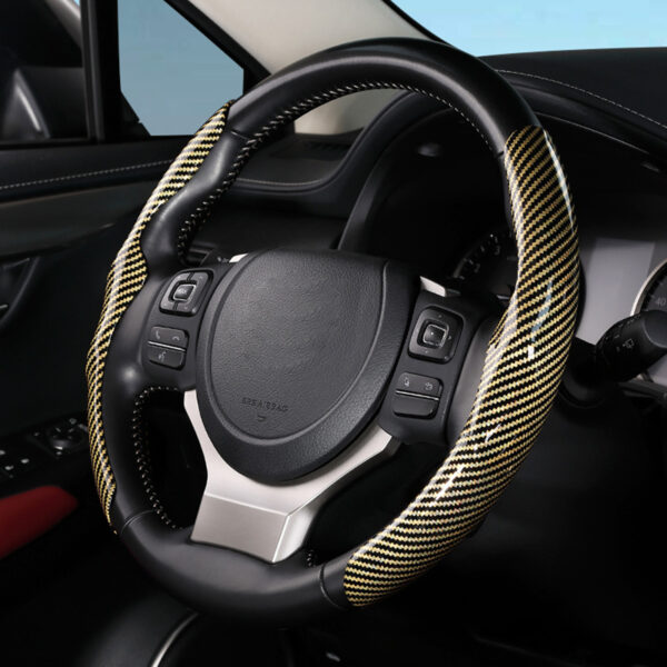 Car Carbon Fiber Pattern Glossy Car Steering Wheel Cover - Image 9