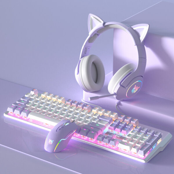 Purple Mechanical Keyboard Mouse Suit Wired Green Axis - Image 10