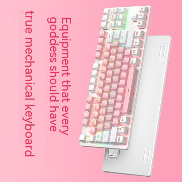 Mechanical Keyboard 87 Key Green Axis Cute Small Keyboard - Image 8