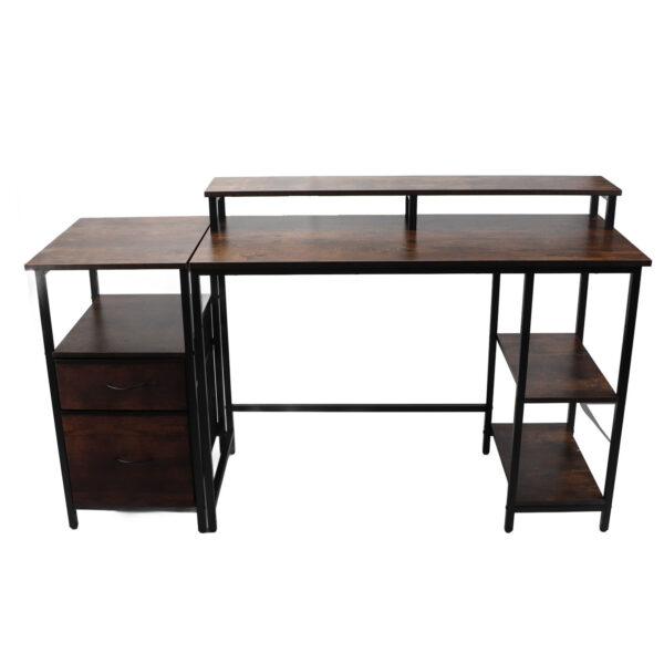 Home Office Computer Desk Industrial Computer Table Vintage Computer Desk with Raised Shelf for Home Office - Image 4