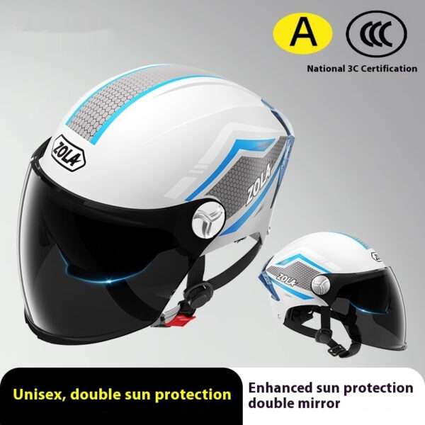 Men's And Women's Battery Motorcycle Four Seasons Universal Sun Protection Half Helmet - Image 5