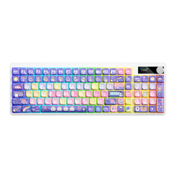 Mechanical Keyboard Black Iron Cow Full Key No Punching Three-mode RGB Backlight Five-side Sublimation - Image 7