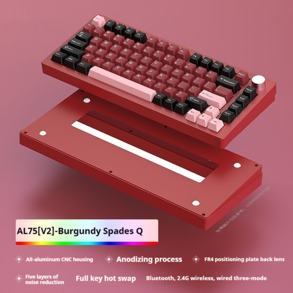 Heiji Snake Mechanical Keyboard Kit Aluminum Tuo Three-mode No Wired Bluetooth - Image 6