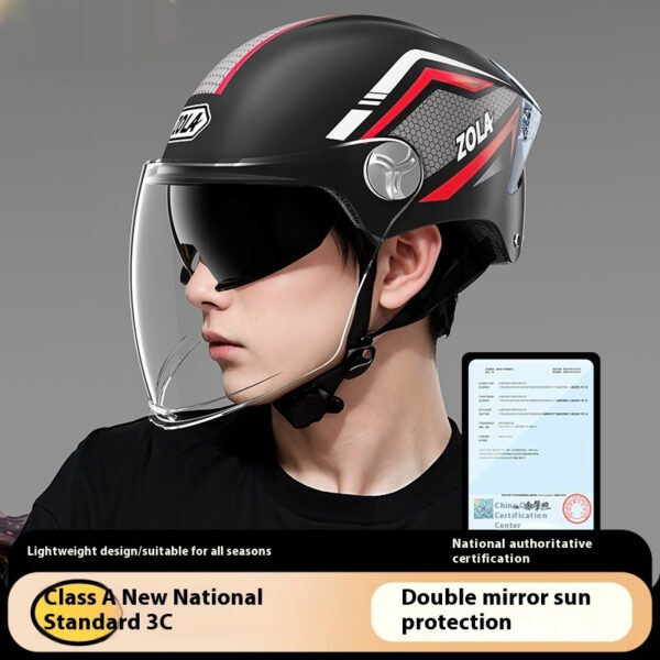 Men's And Women's Battery Motorcycle Four Seasons Universal Sun Protection Half Helmet