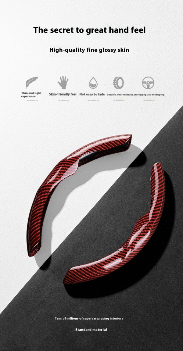 Car Carbon Fiber Pattern Glossy Car Steering Wheel Cover - Image 5