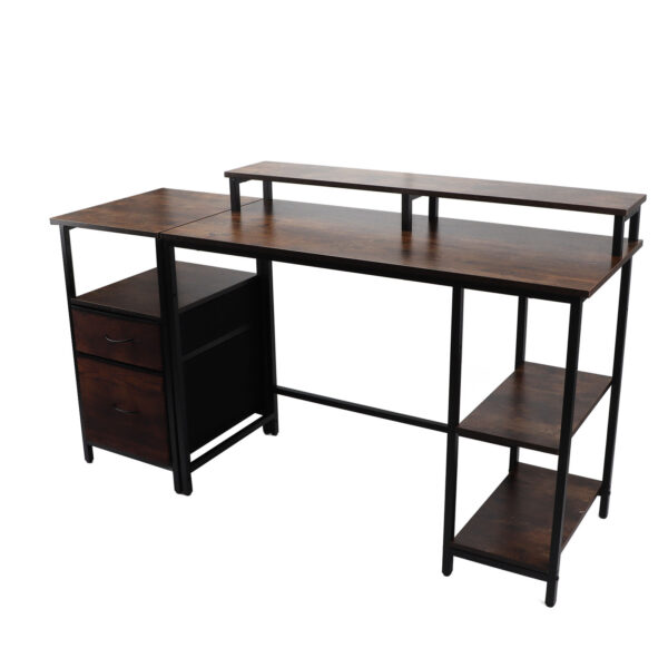 Home Office Computer Desk Industrial Computer Table Vintage Computer Desk with Raised Shelf for Home Office - Image 5