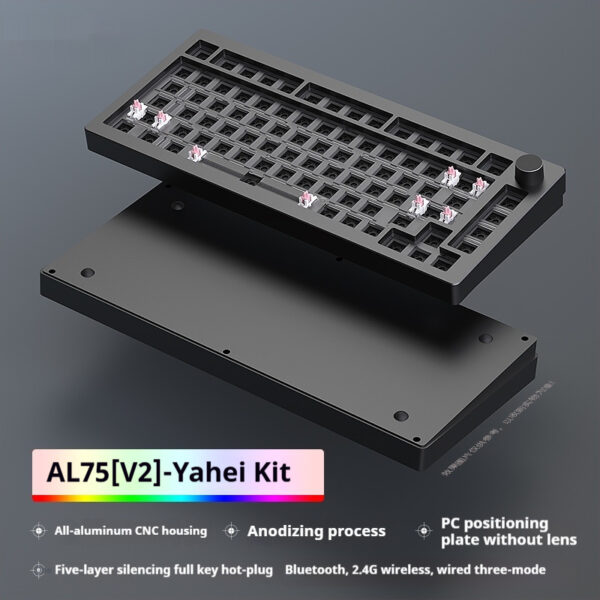 Heiji Snake Mechanical Keyboard Kit Aluminum Tuo Three-mode No Wired Bluetooth - Image 9