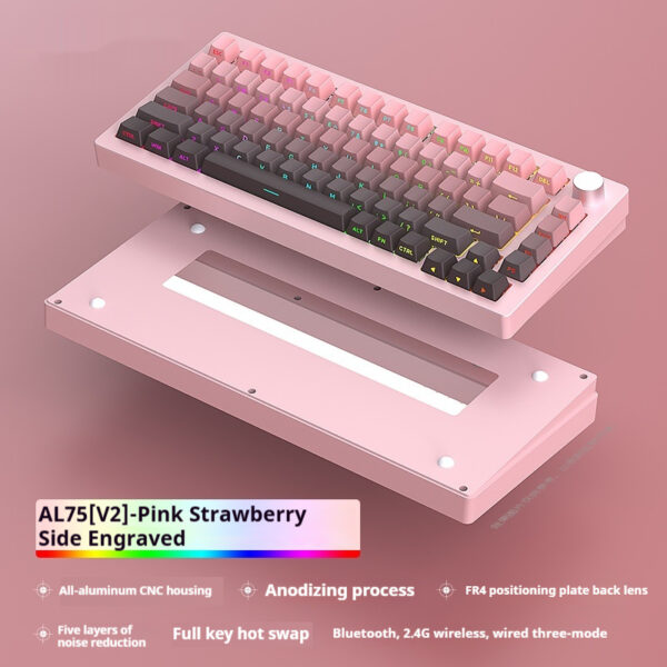 Heiji Snake Mechanical Keyboard Kit Aluminum Tuo Three-mode No Wired Bluetooth - Image 10