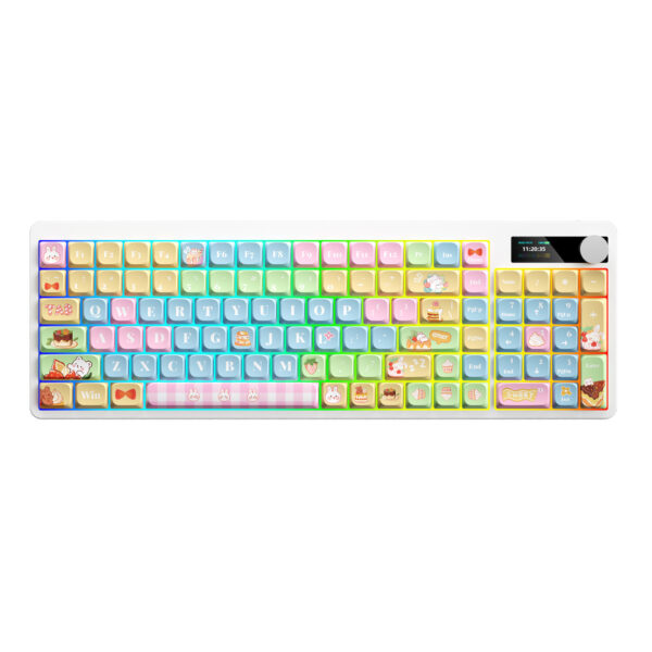 Mechanical Keyboard Black Iron Cow Full Key No Punching Three-mode RGB Backlight Five-side Sublimation - Image 8
