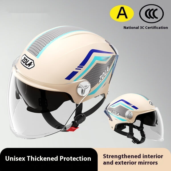Men's And Women's Battery Motorcycle Four Seasons Universal Sun Protection Half Helmet - Image 4