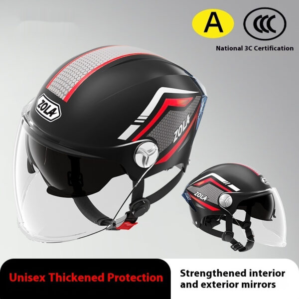Men's And Women's Battery Motorcycle Four Seasons Universal Sun Protection Half Helmet - Image 3