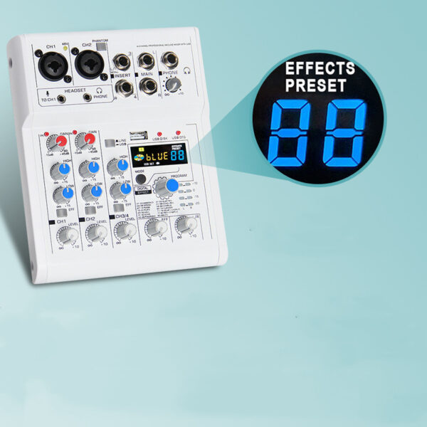 Mancheze4 Mini 4-Channel Sound Card Mixer Bluetooth 88 Effects USB Mixer 4-Channel Recording - Image 4