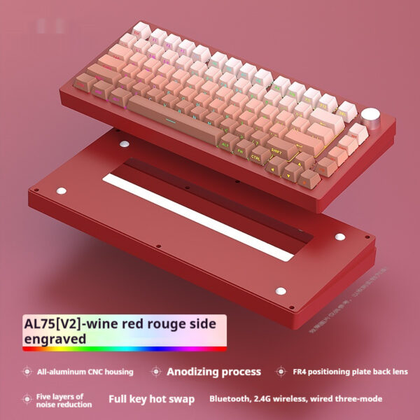 Heiji Snake Mechanical Keyboard Kit Aluminum Tuo Three-mode No Wired Bluetooth - Image 4