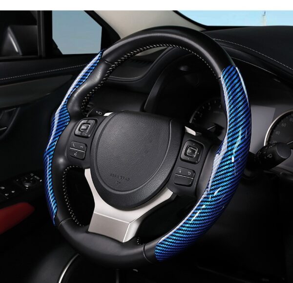 Car Carbon Fiber Pattern Glossy Car Steering Wheel Cover - Image 2
