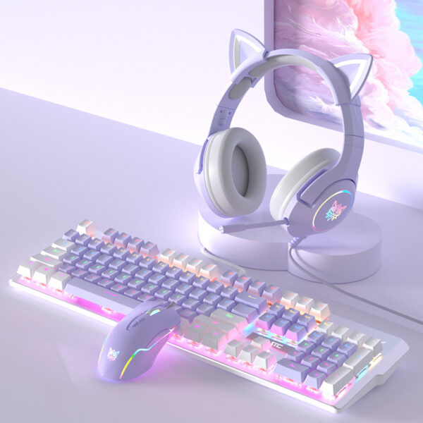 Purple Mechanical Keyboard Mouse Suit Wired Green Axis - Image 9