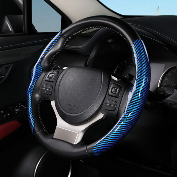 Car Carbon Fiber Pattern Glossy Car Steering Wheel Cover - Image 3