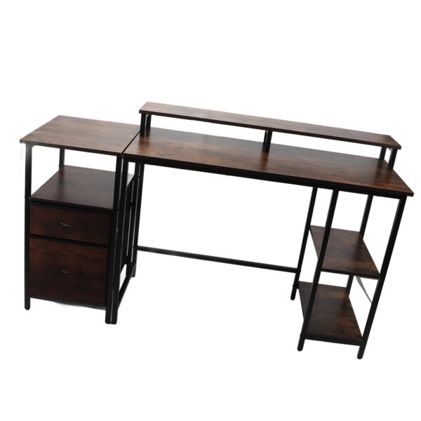 Home Office Computer Desk Industrial Computer Table Vintage Computer Desk with Raised Shelf for Home Office - Image 6