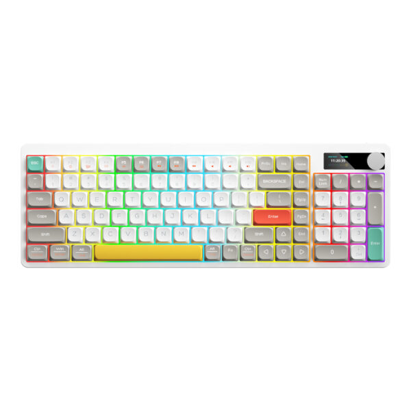 Mechanical Keyboard Black Iron Cow Full Key No Punching Three-mode RGB Backlight Five-side Sublimation - Image 6