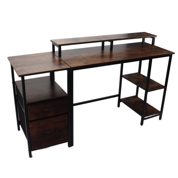 Home Office Computer Desk Industrial Computer Table Vintage Computer Desk with Raised Shelf for Home Office - Image 7