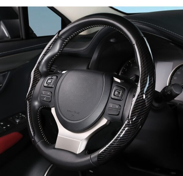 Car Carbon Fiber Pattern Glossy Car Steering Wheel Cover - Image 4